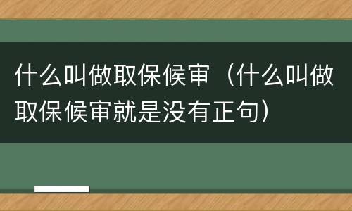 什么叫做取保候审（什么叫做取保候审就是没有正句）