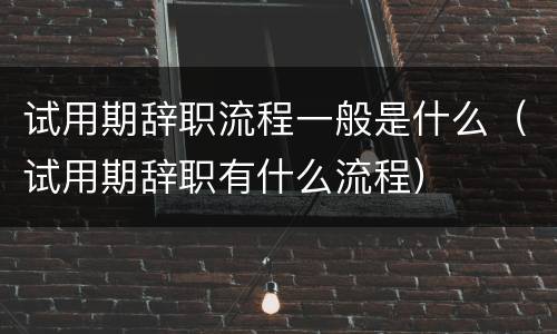 试用期辞职流程一般是什么（试用期辞职有什么流程）