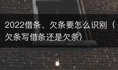 2022借条、欠条要怎么识别（欠条写借条还是欠条）