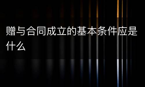 赠与合同成立的基本条件应是什么