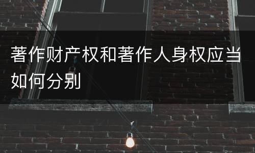著作财产权和著作人身权应当如何分别