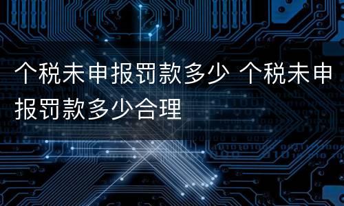个税未申报罚款多少 个税未申报罚款多少合理
