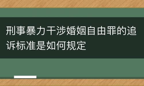 刑事暴力干涉婚姻自由罪的追诉标准是如何规定