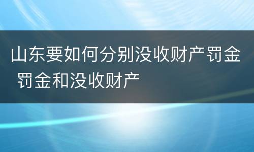 山东要如何分别没收财产罚金 罚金和没收财产
