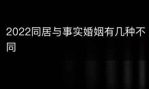 2022同居与事实婚姻有几种不同