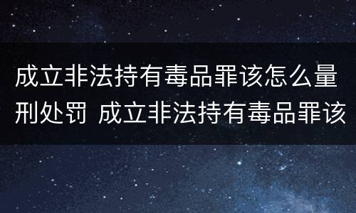 成立非法持有毒品罪该怎么量刑处罚 成立非法持有毒品罪该怎么量刑处罚