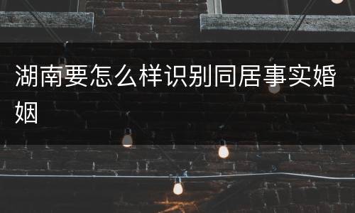湖南要怎么样识别同居事实婚姻