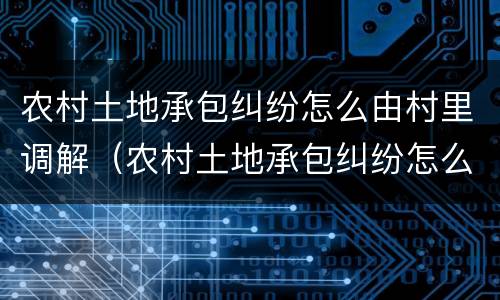 农村土地承包纠纷怎么由村里调解（农村土地承包纠纷怎么由村里调解呢）