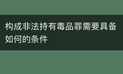 构成非法持有毒品罪需要具备如何的条件