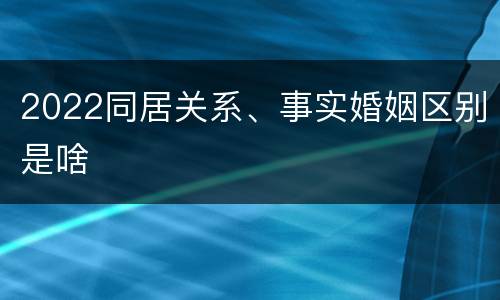 2022同居关系、事实婚姻区别是啥