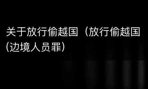 关于放行偷越国（放行偷越国(边境人员罪）