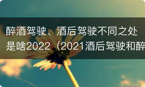 醉酒驾驶、酒后驾驶不同之处是啥2022（2021酒后驾驶和醉驾的区别）