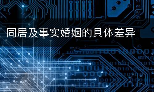 同居及事实婚姻的具体差异