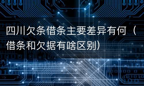 四川欠条借条主要差异有何（借条和欠据有啥区别）
