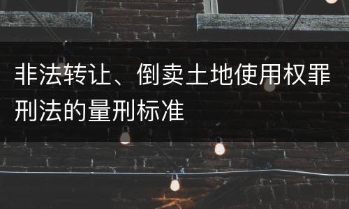 非法转让、倒卖土地使用权罪刑法的量刑标准
