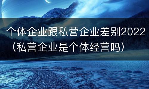 个体企业跟私营企业差别2022（私营企业是个体经营吗）