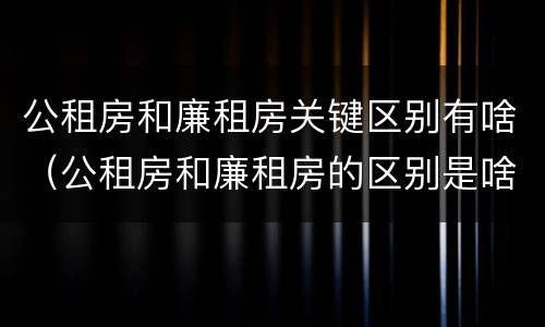 公租房和廉租房关键区别有啥（公租房和廉租房的区别是啥）