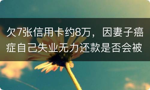 欠7张信用卡约8万，因妻子癌症自己失业无力还款是否会被起诉