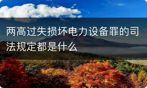 两高过失损坏电力设备罪的司法规定都是什么