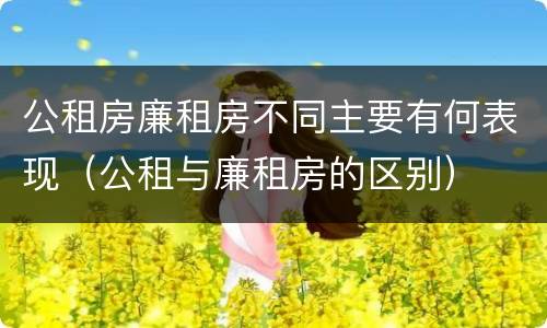 公租房廉租房不同主要有何表现（公租与廉租房的区别）