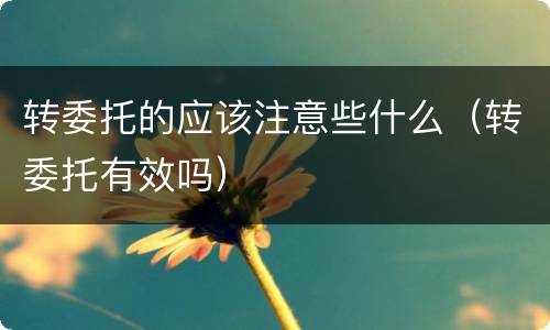 转委托的应该注意些什么（转委托有效吗）