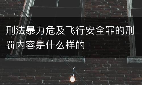 刑法暴力危及飞行安全罪的刑罚内容是什么样的