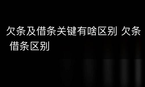 欠条及借条关键有啥区别 欠条 借条区别