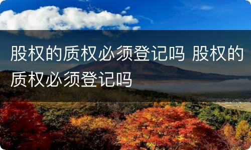 股权的质权必须登记吗 股权的质权必须登记吗