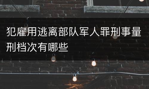 犯雇用逃离部队军人罪刑事量刑档次有哪些