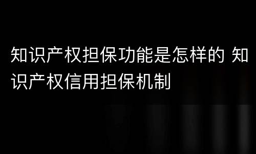 知识产权担保功能是怎样的 知识产权信用担保机制