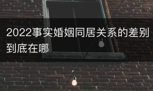 2022事实婚姻同居关系的差别到底在哪