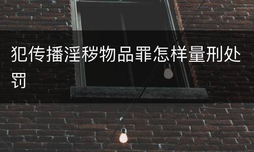 犯传播淫秽物品罪怎样量刑处罚