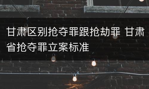 甘肃区别抢夺罪跟抢劫罪 甘肃省抢夺罪立案标准
