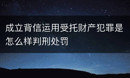 成立背信运用受托财产犯罪是怎么样判刑处罚