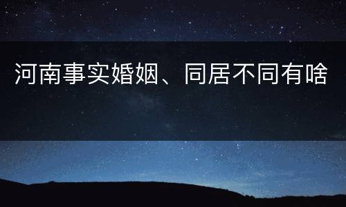 河南事实婚姻、同居不同有啥