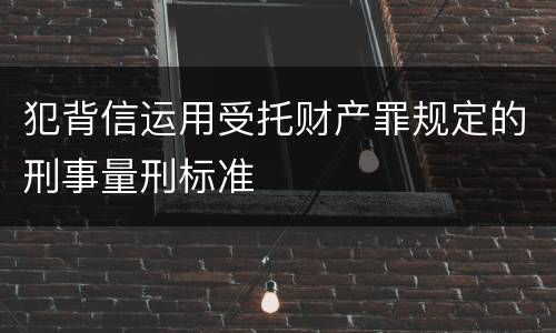 犯背信运用受托财产罪规定的刑事量刑标准