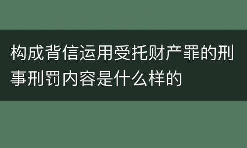 构成背信运用受托财产罪的刑事刑罚内容是什么样的