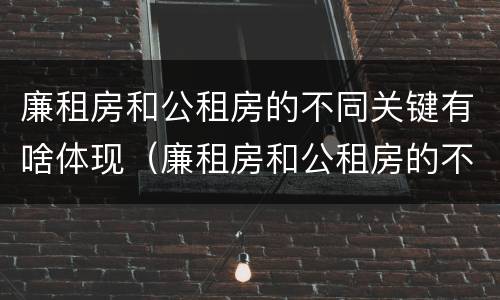 廉租房和公租房的不同关键有啥体现（廉租房和公租房的不同关键有啥体现呢）