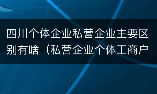 四川个体企业私营企业主要区别有啥（私营企业个体工商户区别）