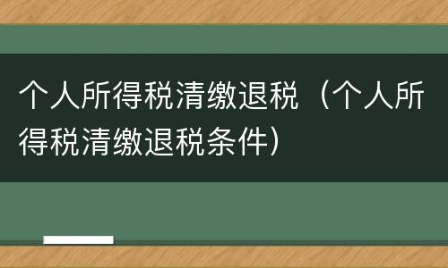 个人所得税清缴退税（个人所得税清缴退税条件）