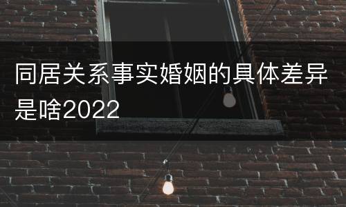 同居关系事实婚姻的具体差异是啥2022