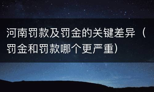 河南罚款及罚金的关键差异（罚金和罚款哪个更严重）