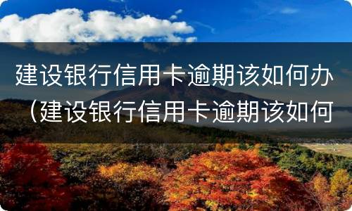 建设银行信用卡逾期该如何办（建设银行信用卡逾期该如何办理分期还款?）