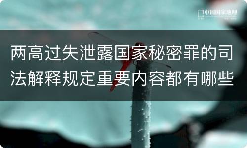 两高过失泄露国家秘密罪的司法解释规定重要内容都有哪些