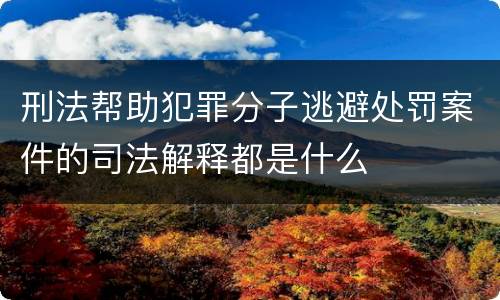 刑法帮助犯罪分子逃避处罚案件的司法解释都是什么