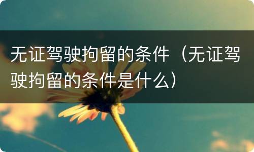 无证驾驶拘留的条件（无证驾驶拘留的条件是什么）