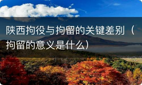 陕西拘役与拘留的关键差别（拘留的意义是什么）