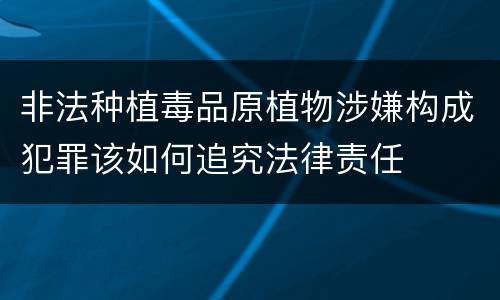 非法种植毒品原植物涉嫌构成犯罪该如何追究法律责任