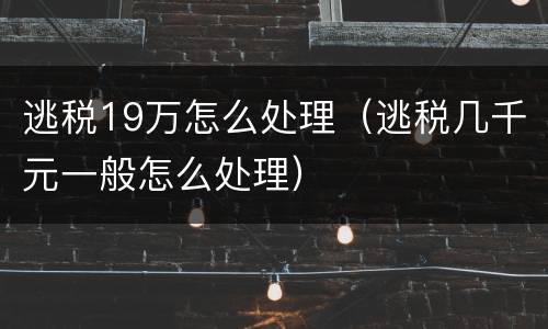 逃税19万怎么处理（逃税几千元一般怎么处理）