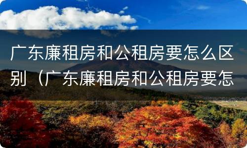 广东廉租房和公租房要怎么区别（广东廉租房和公租房要怎么区别呢）